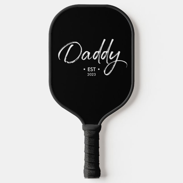 Raquette De Pickleball Script personnalisable papa Etabli année (Recto)