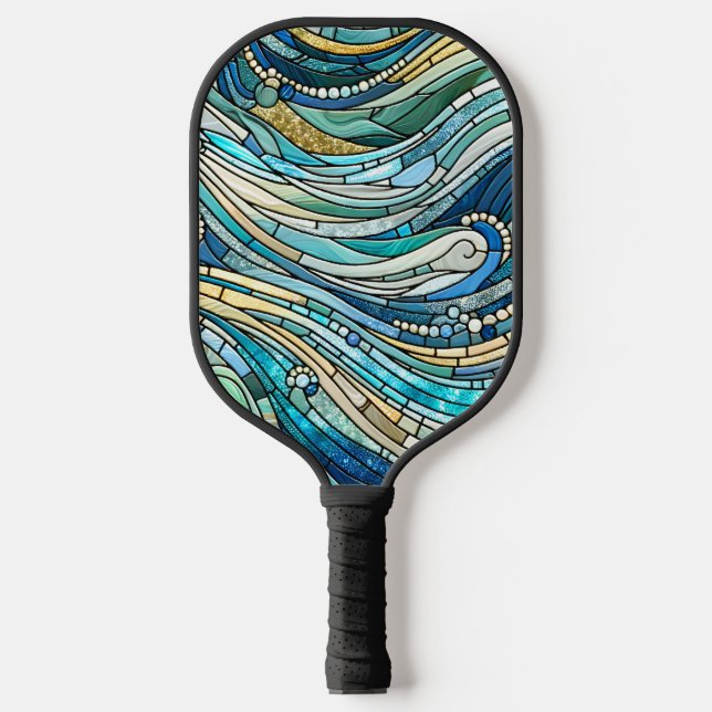 Raquette De Pickleball Sea of Waves Teal Mosaic Fine Art (Recto)