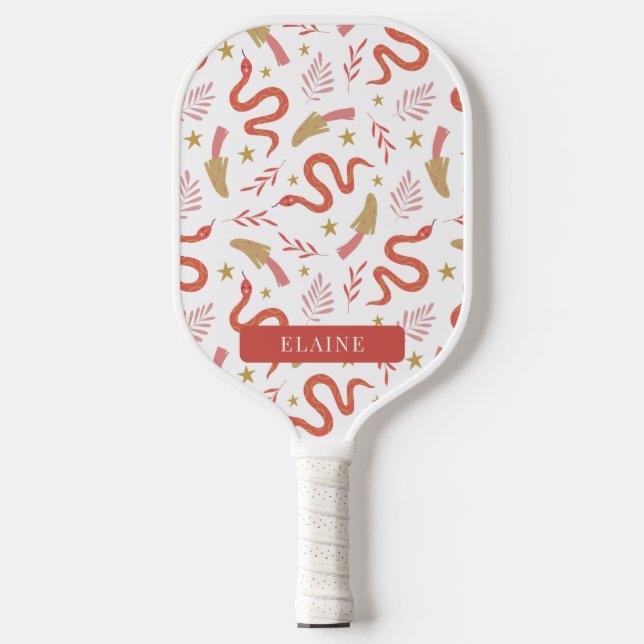 Raquette De Pickleball Serpent rouge et Motif de champignons blanc (Recto)