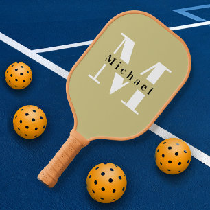 Raquette De Pickleball Shadow Green Monogramme Moderne Simple Mignonne Él