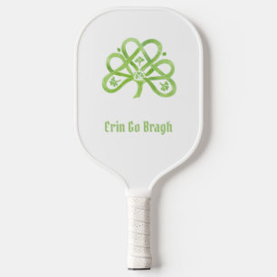 Raquette De Pickleball Shamrock d'aquarelle verte celtique