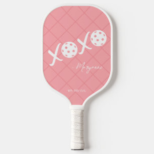 Raquette De Pickleball Signature personnalisée XOXO rose et blanc