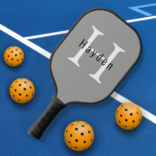 Raquette De Pickleball Silver Moderne Personnalisé Monogramme mignon tend