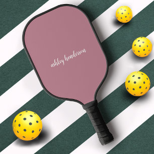 Raquette De Pickleball Simple Basic Ajouter Votre Nom Monogram Rose Rose