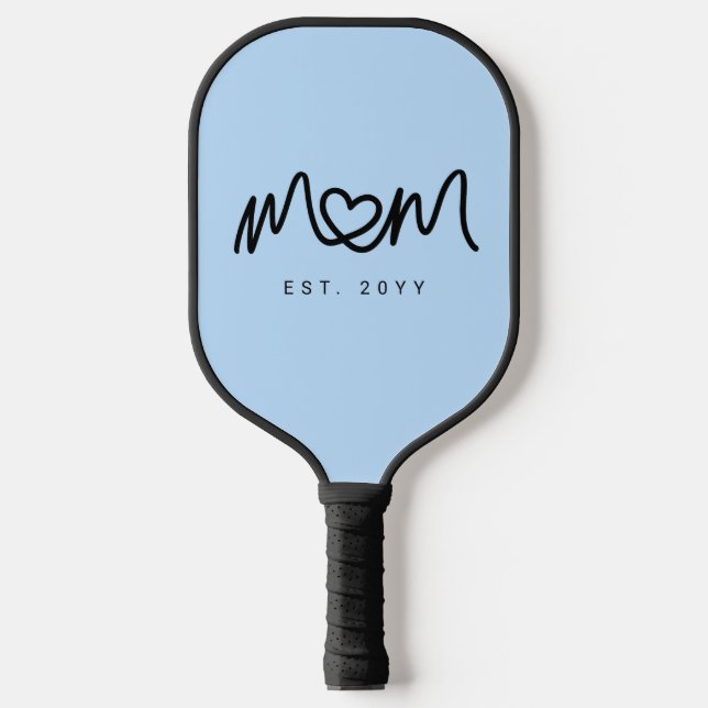 Raquette De Pickleball Simple Bleu Joli Cœur Script Maman Établie Est (Recto)