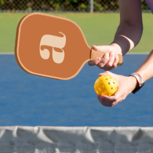 Raquette De Pickleball Simple Boho Terracotta Bold Retro Monogramme initi