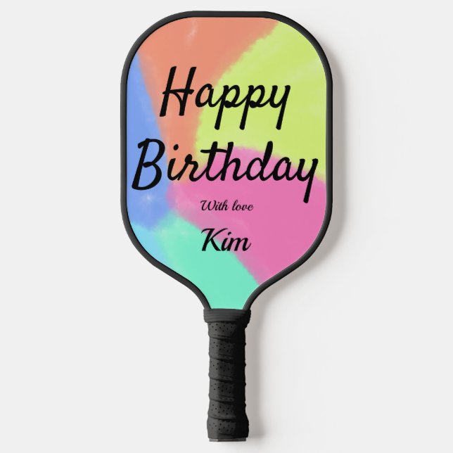 Raquette De Pickleball simple calligraphie minimum heureux anniversaire p (Recto)