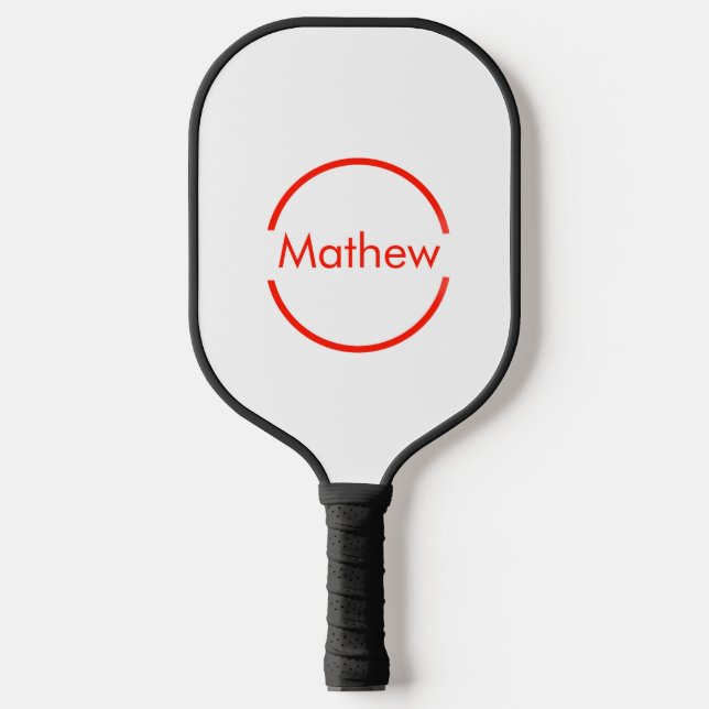 Raquette De Pickleball simple cercle rouge ajouter votre nom lettre texte (Recto)