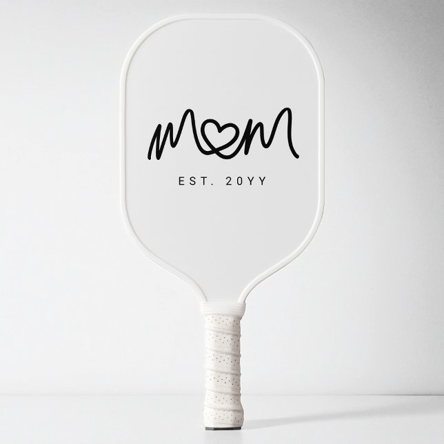 Raquette De Pickleball Simple cœur de script noir Nouveau Maman établie E (Simple Black Script Heart New Mom Established Est Pickleball Paddle)