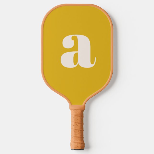 Raquette De Pickleball Simple été jaune gras Rétro Monogramme Initiale (Recto)