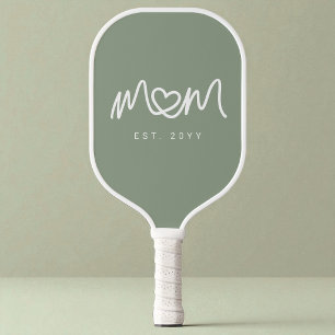Raquette De Pickleball Simple Green Maman a établi un script de cœur mign