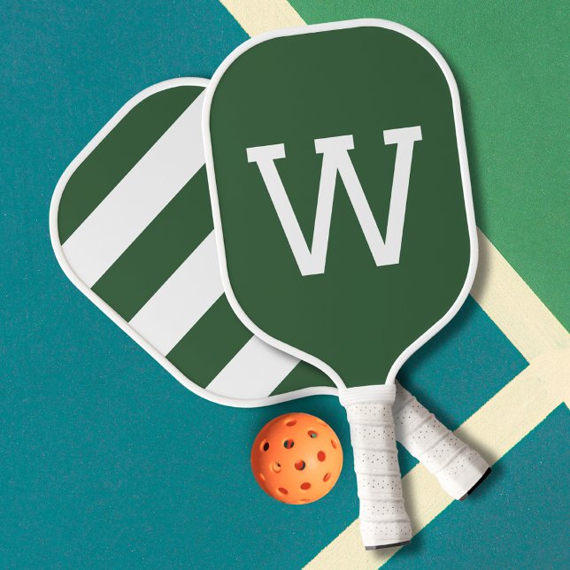 Raquette De Pickleball Simple Green Minimalist Monogrammed Modern (Créateur téléchargé)