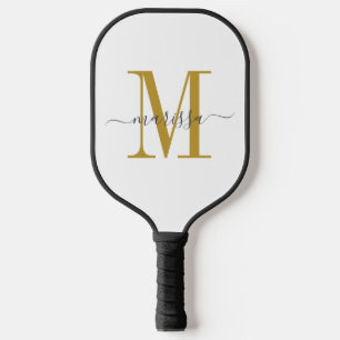 Raquette De Pickleball Simple moderne minimaliste Monogramme Or Scr initi