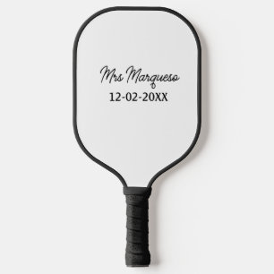 Raquette De Pickleball simple monogramme minimaliste Mme M. nom date anné