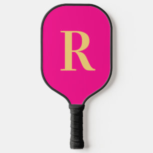 Raquette De Pickleball Simple Monogramme moderne Hot rose