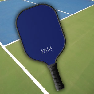 Raquette De Pickleball Simple prénom Elégant moderne Dark Navy Bleu