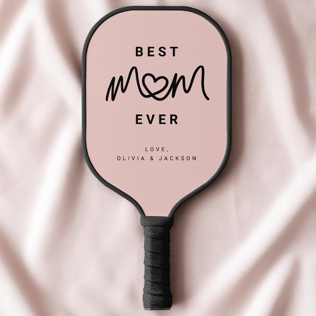 Raquette De Pickleball Simple Rose Pâle Écriture Moderne Mignonne Meilleu (Simple Blush Pink Script Cute Modern Best Mom Ever Pickleball Paddle)