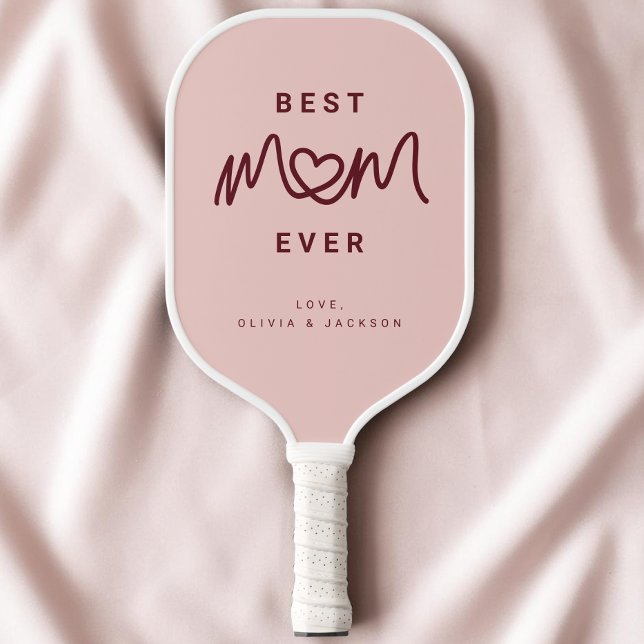 Raquette De Pickleball Simple Rouge Mignon Écriture Moderne Meilleure Mam (Simple Red Pink Cute Script Modern Best Mom Ever Pickleball Paddle)