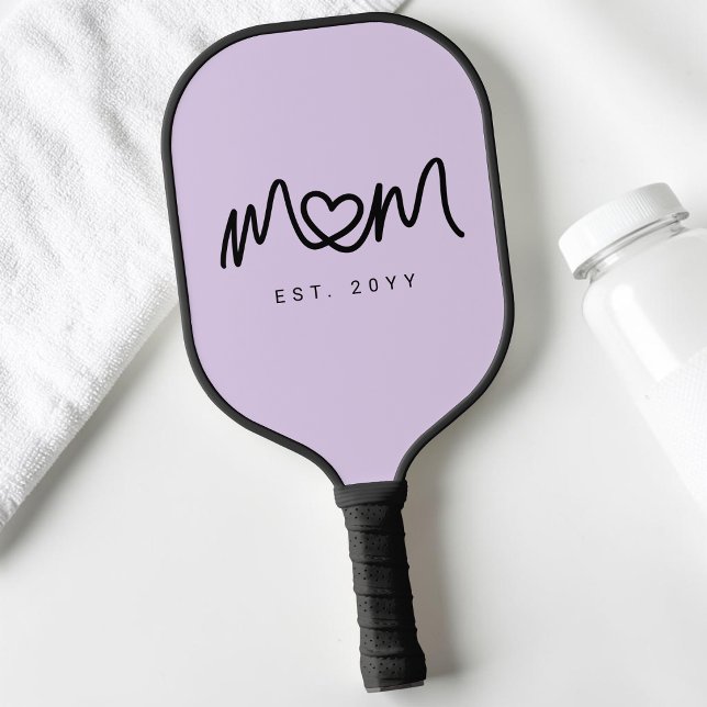 Raquette De Pickleball Simple Script Cœur Violet Maman a Créé Est (Simple Purple Heart Script Mom Established Est Pickleball Paddle)