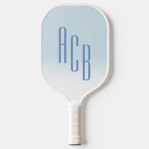 Raquette De Pickleball Simple trois lettres bleu blanc Ombre Monogramme