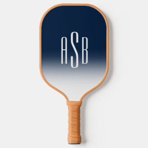 Raquette De Pickleball Simple trois lettres marine bleu blanc Ombre Monog