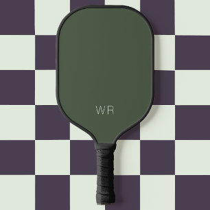 Raquette De Pickleball Simple vert foncé avec Initiales basiques Élégant 