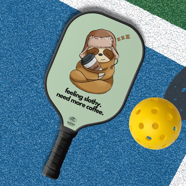 Raquette De Pickleball Sleepy Sloth Accrocher le café (Créateur téléchargé)