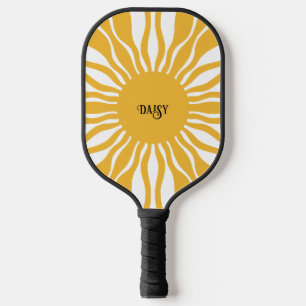 Raquette De Pickleball Soleil Abstrait Boho personnalisé   Retro