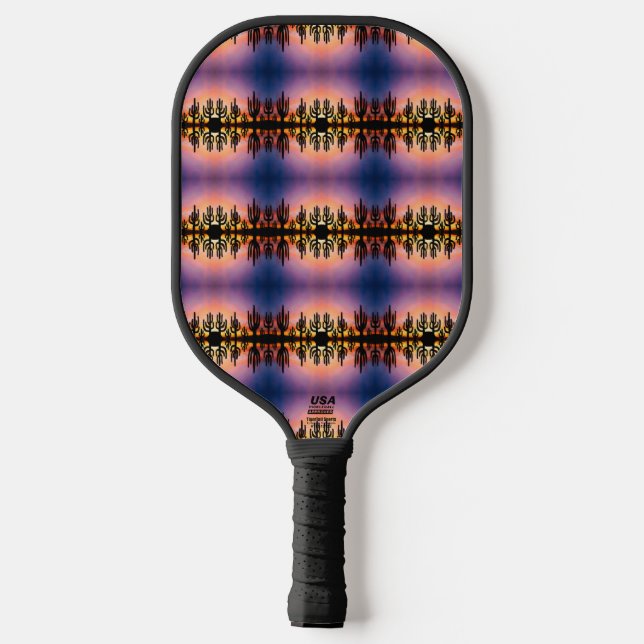 Raquette De Pickleball Southwestern Desert Landscape Cactus Sunrise Image (Verso)