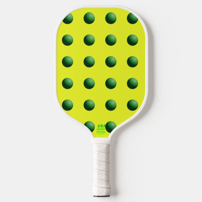Raquette De Pickleball Sphères vertes sur jaune  (Recto)