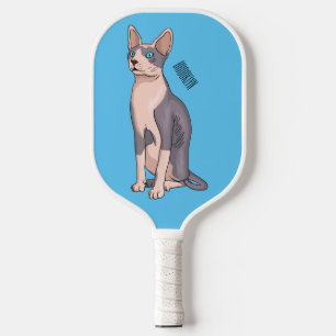 Raquette De Pickleball Sphynx cat cartoon illustration