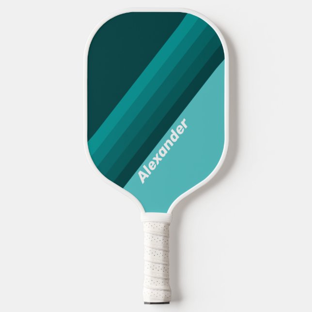 Raquette De Pickleball Sport Aqua Fade Stripes with Name (Recto)
