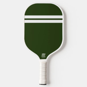 Raquette De Pickleball Sporty Bold Forest Green Top White Racing Stripes