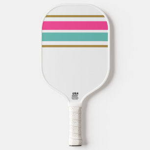 Raquette De Pickleball Sporty Candy Pink Aqua Raca Stripes Sur Blanc