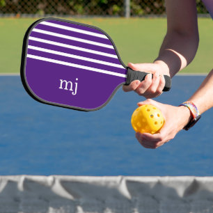Raquette De Pickleball Sporty Purple et White Stripes avec Monogram