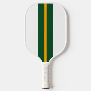 Raquette De Pickleball Sporty Retro Green Yellow Racing Stripes Sur Blanc