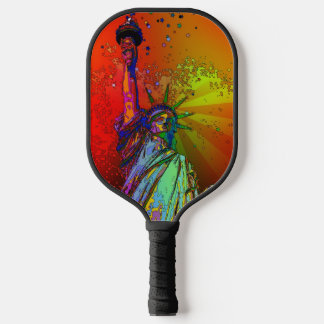 Raquette De Pickleball Statue en couleur arc-en-ciel psychédélique NYC de