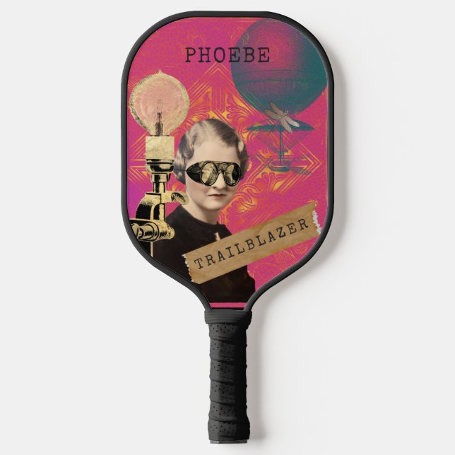Raquette De Pickleball Steampunk Femme Trailblazer Pop Art Personnalisé (Recto)
