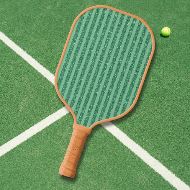 Raquette De Pickleball Style de bandes verticales en jade vert classique  (Créateur téléchargé)