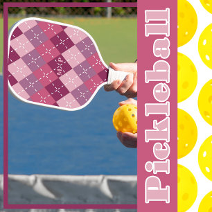 Raquette De Pickleball Style Prépa Violet Prune À Carreaux Personnalisé