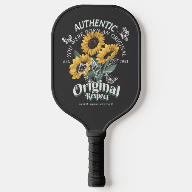 Raquette De Pickleball Sunflowers and Butterflies Graphic (Recto)