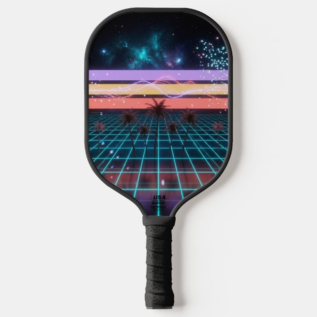Raquette De Pickleball Sunset Racer Neon Stripes Retro Speed  (Recto)