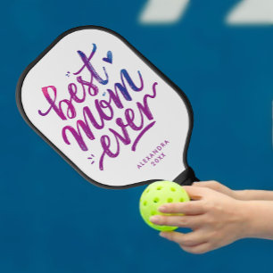 Raquette De Pickleball Super Fun Meilleure Mère Brosse Script Violet Et B