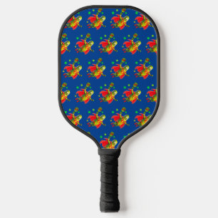 Raquette De Pickleball Super Pickleman drôle sur Arrière - plan bleu fonc