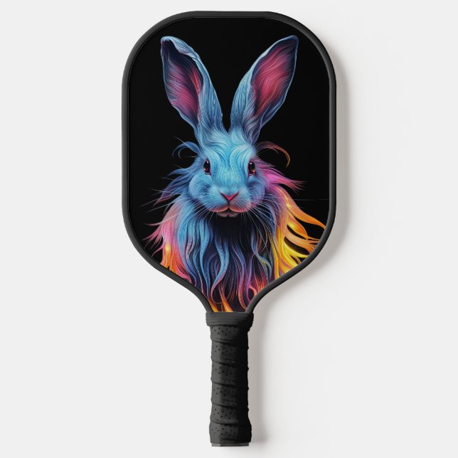 Raquette De Pickleball Superbe Lapin Bleu en feu (Recto)