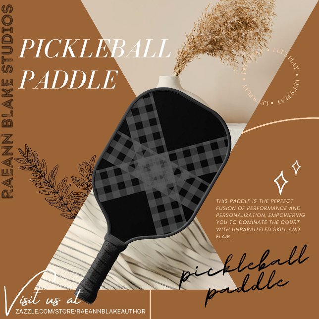 Raquette de Pickleball sur mesure Noir & Gris (Créateur téléchargé)