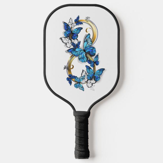 Raquette De Pickleball Symbol Infinity of Blue Morpho Butterflies (Recto)