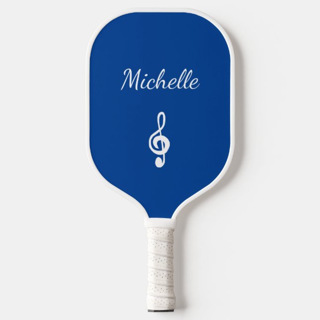 Raquette De Pickleball Symbole de Clé de Tréble Musical Personnalisé Bleu (Recto)