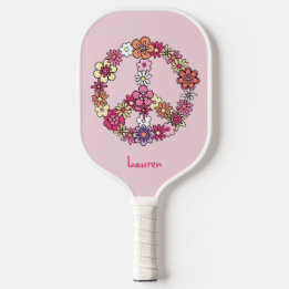 RAQUETTE DE PICKLEBALL SYMBOLE DE LA PAIX FLEURI