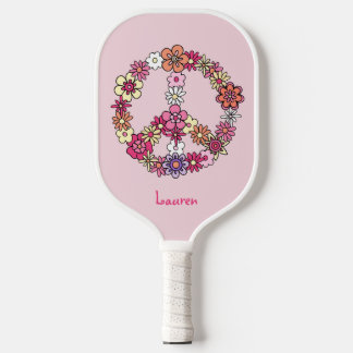 RAQUETTE DE PICKLEBALL SYMBOLE DE LA PAIX FLEURI